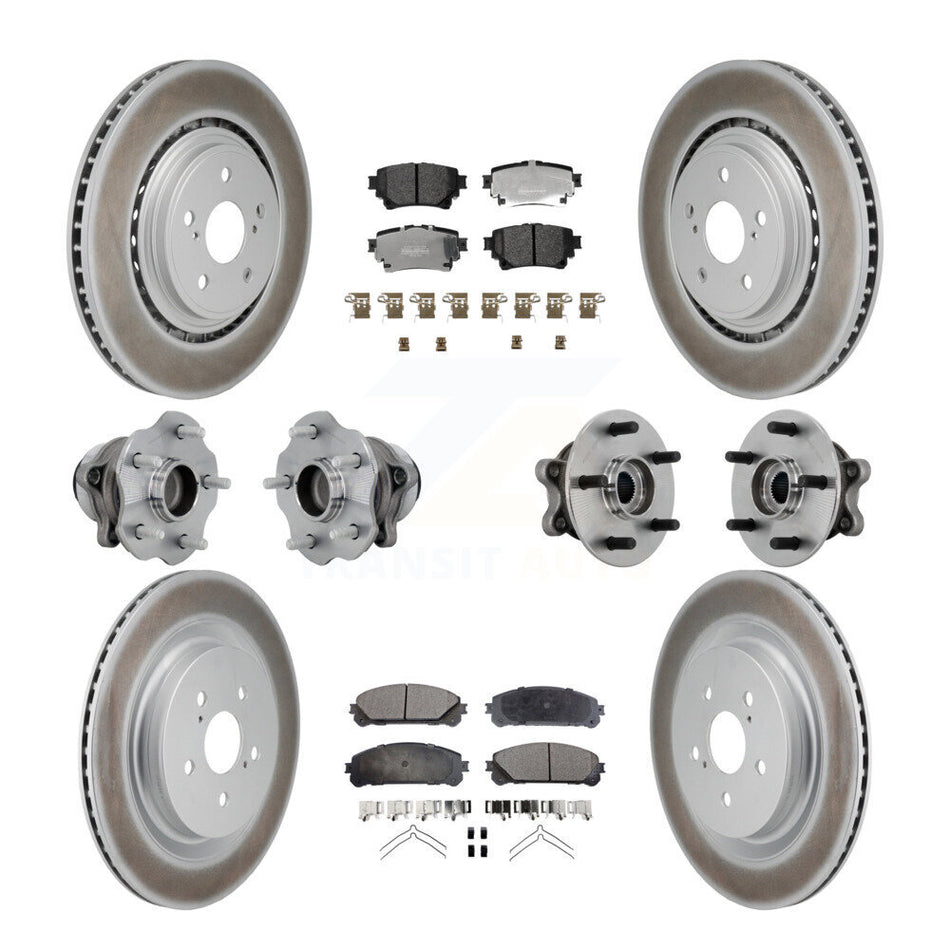 Front Rear Hub Bearing Coated Brake Rotor Pads Kit (10Pc) For 20-22 Toyota Highlander FWD KBB-131766