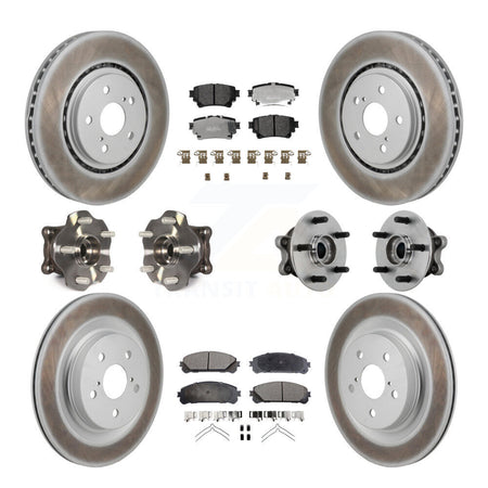 Front Rear Hub Bearing Coated Brake Rotor Pads Kit (10Pc) For 2021-2023 Toyota Sienna AWD KBB-131767