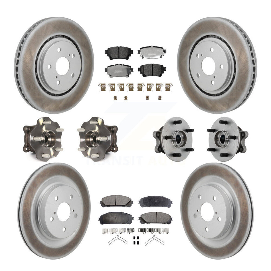 Front Rear Hub Bearing Coated Brake Rotor Pads Kit (10Pc) For 2021-2023 Toyota Sienna AWD KBB-131767