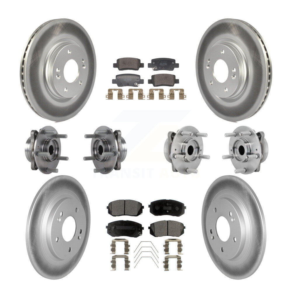 Front Rear Hub Bearing Assembly Coated Disc Brake Rotor And Pad Kit (10Pc) For Kia Seltos KBB-131769