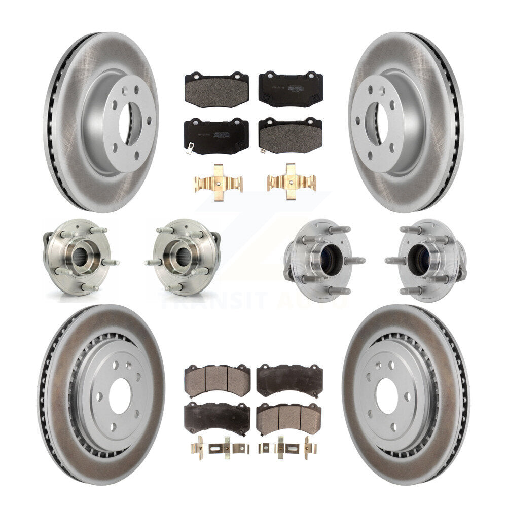 Front Rear Hub Bearing Coated Brake Rotor Pad Kit (10Pc) For 2017 Cadillac ATS V with RWD KBB-131775
