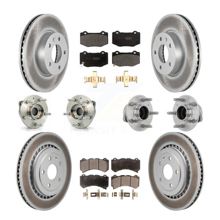 Front Rear Hub Bearing Coated Brake Rotor Pad Kit (10Pc) For 2017 Cadillac ATS V with RWD KBB-131775