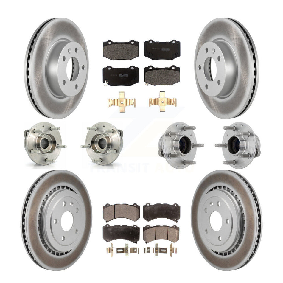 Front Rear Hub Bearing Coated Brake Rotor Pad Kit (10Pc) For 2017 Cadillac ATS V with RWD KBB-131775