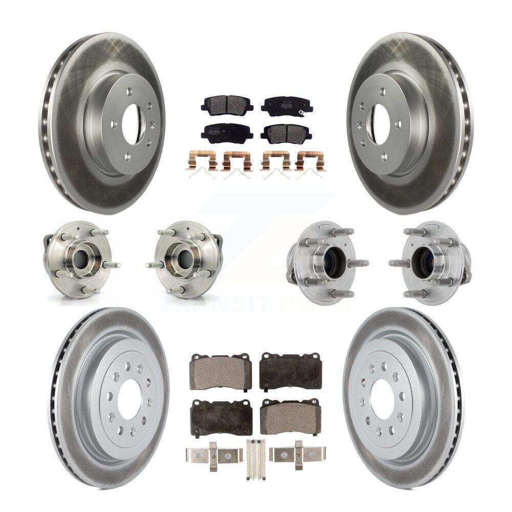 Front Rear Hub Bearings Coated Disc Brake Rotors And Pads Kit (10Pc) For Cadillac ATS KBB-131777