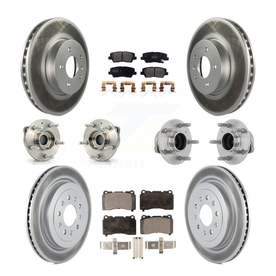 Front Rear Hub Bearings Coated Disc Brake Rotors And Pads Kit (10Pc) For Cadillac ATS KBB-131777