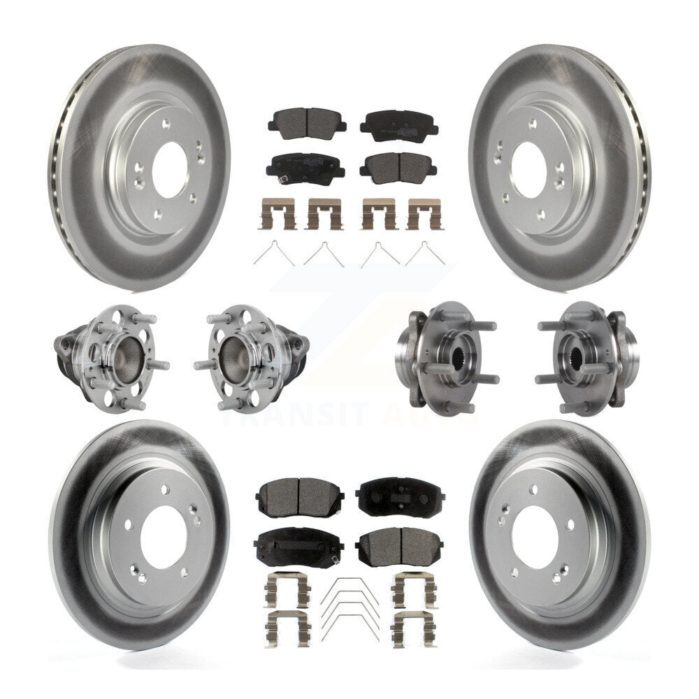 Front Rear Hub Bearing Coated Disc Brake Rotor And Pads Kit (10Pc) For Hyundai Elantra GT KBB-131779