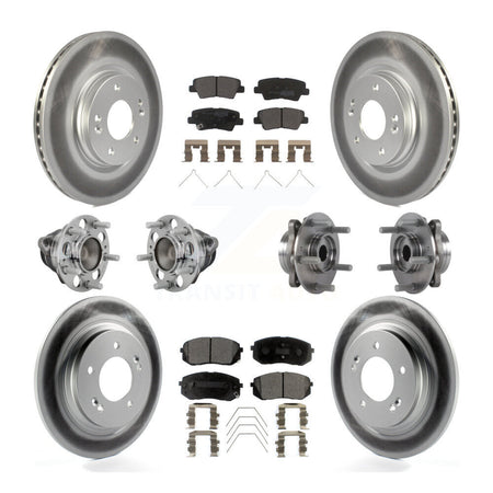 Front Rear Hub Bearing Coated Disc Brake Rotor And Pads Kit (10Pc) For Hyundai Elantra GT KBB-131779