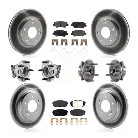 Front Rear Hub Bearing Coated Disc Brake Rotor And Pads Kit (10Pc) For Hyundai Elantra GT KBB-131780