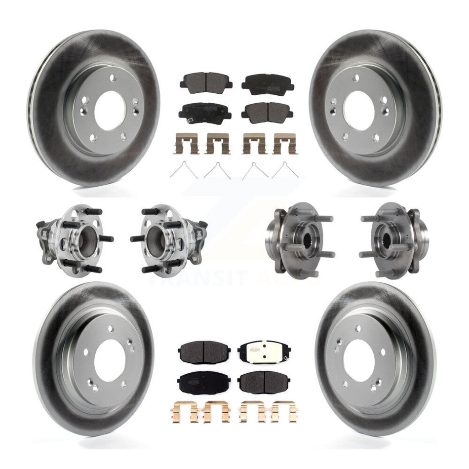 Front Rear Hub Bearing Coated Disc Brake Rotor And Pads Kit (10Pc) For Hyundai Elantra GT KBB-131780
