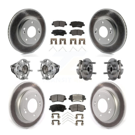 Front Rear Hub Bearings Coated Disc Brake Rotors And Pads Kit (10Pc) For Hyundai Veloster KBB-131782