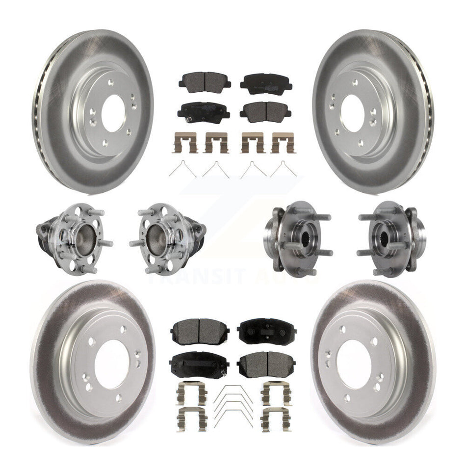 Front Rear Hub Bearing Coated Brake Rotor & Pad Kit (10Pc) For Kia Forte Hyundai Veloster KBB-131783