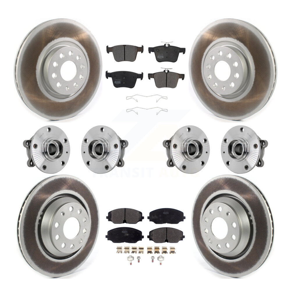 Front Rear Hub Bearing Coated Brake Rotor Pad Kit (10Pc) For Volkswagen Atlas Cross Sport KBB-131786