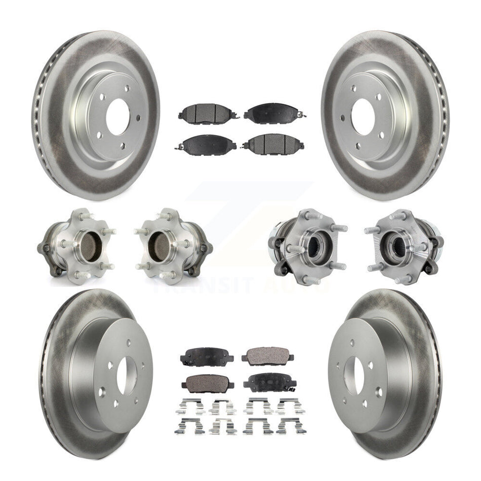 Front Rear Hub Bearing Coated Disc Brake Rotors And Pads Kit (10Pc) For Nissan Murano FWD KBB-131791