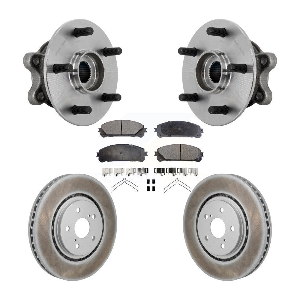 Front Hub Bearing Assembly Coated Disc Brake Rotor & Pads Kit For 2021-2023 Toyota Sienna KBB-131795