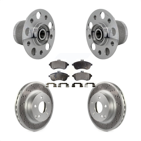 Front Hub Bearing Assembly Coated Disc Brake Rotor & Pads Kit For Mercedes-Benz C300 C250 KBB-131808