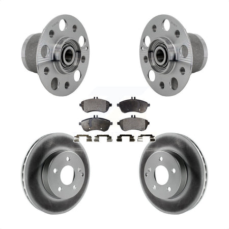 Front Hub Bearing Assembly Coated Disc Brake Rotor & Pads Kit For Mercedes-Benz C300 C250 KBB-131809