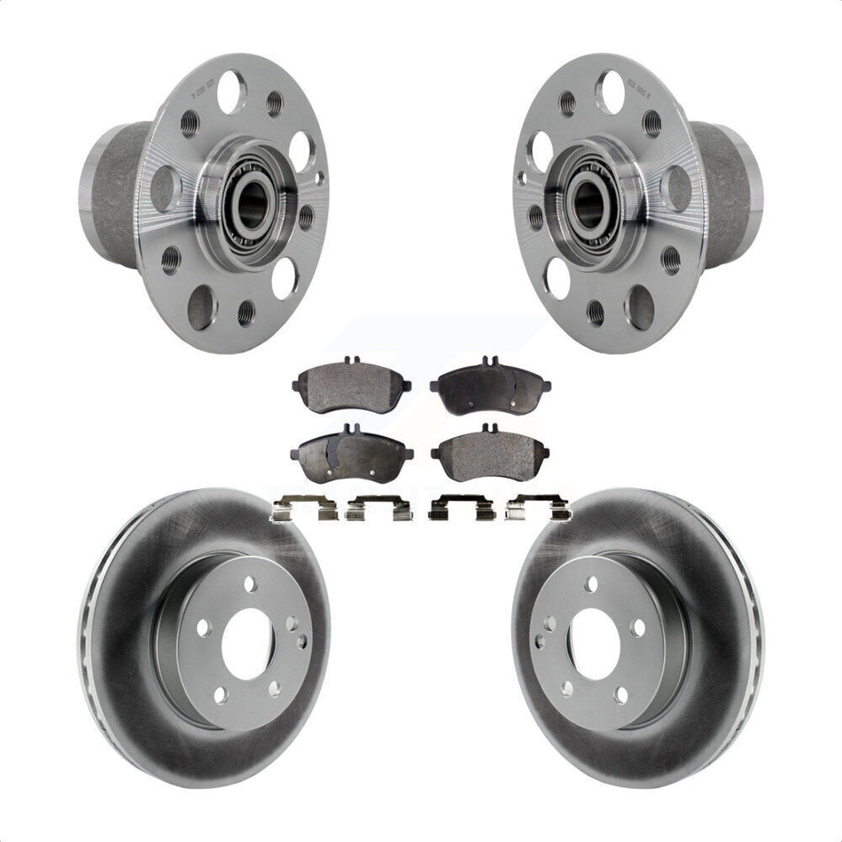 Front Hub Bearing Assembly Coated Disc Brake Rotor & Pads Kit For Mercedes-Benz C300 C250 KBB-131809