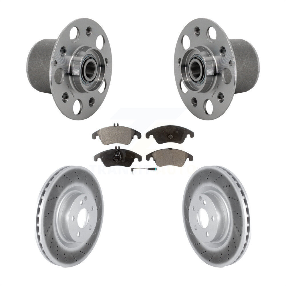 Front Hub Bearing Assembly Coated Disc Brake Rotor & Pads Kit For Mercedes-Benz E400 E550 KBB-131813