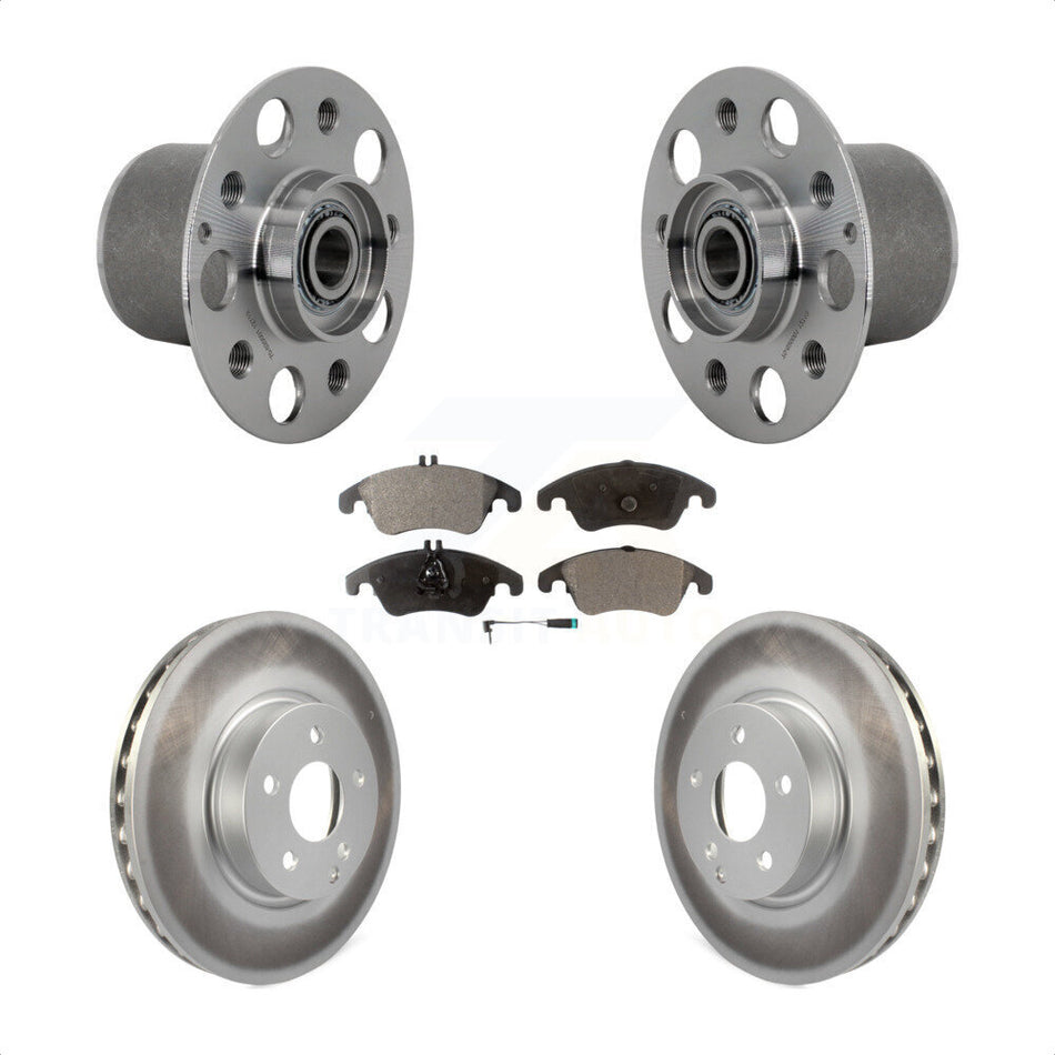 Front Hub Bearing Assembly Coated Brake Rotor & Pads Kit For Mercedes-Benz E350 E400 E250 KBB-131814