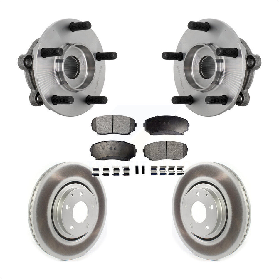 Front Hub Bearing Assembly Coated Disc Brake Rotors And Pads Kit For 2016-2023 Mazda CX-9 KBB-131817