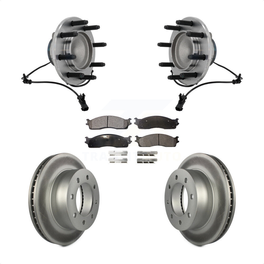 Front Hub Bearing Assembly Coated Disc Brake Rotor & Pad Kit For Dodge Ram 1500 3500 2500 KBB-131829