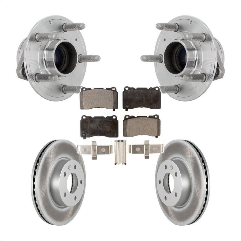 Front Hub Bearing Assembly Coated Brake Rotor Pad Kit For 2019 Cadillac ATS Base with RWD KBB-131836