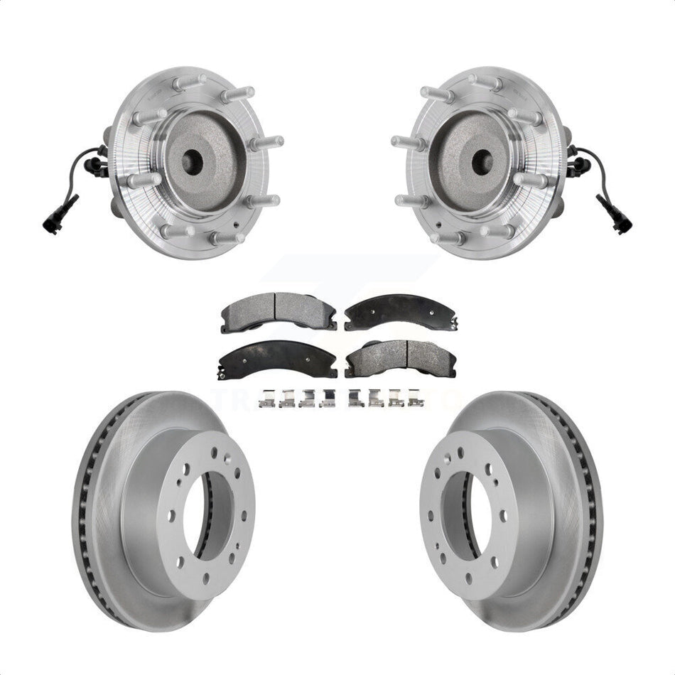 Front Hub Bearing Coat Brake Rotor Pad Kit For GMC Sierra 3500 HD Chevrolet Silverado RWD KBB-131838