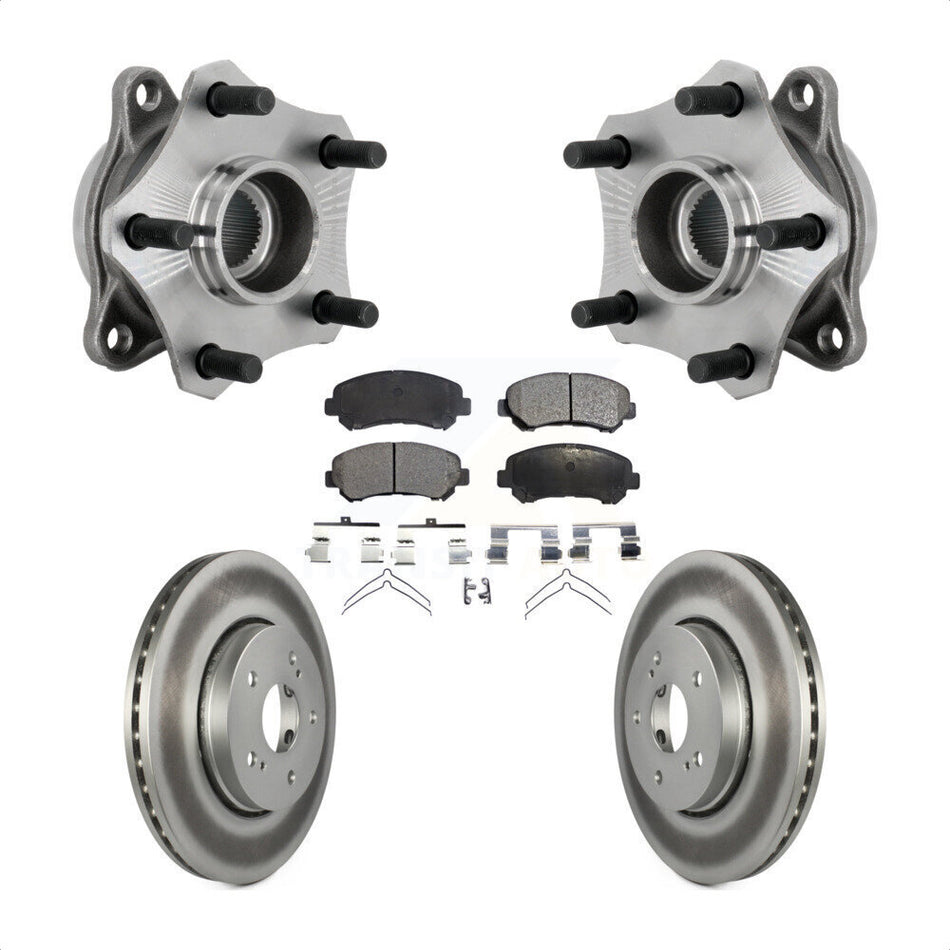 Front Hub Bearing Assembly Coated Disc Brake Rotor & Pad Kit For 2010-2013 Suzuki Kizashi KBB-131847