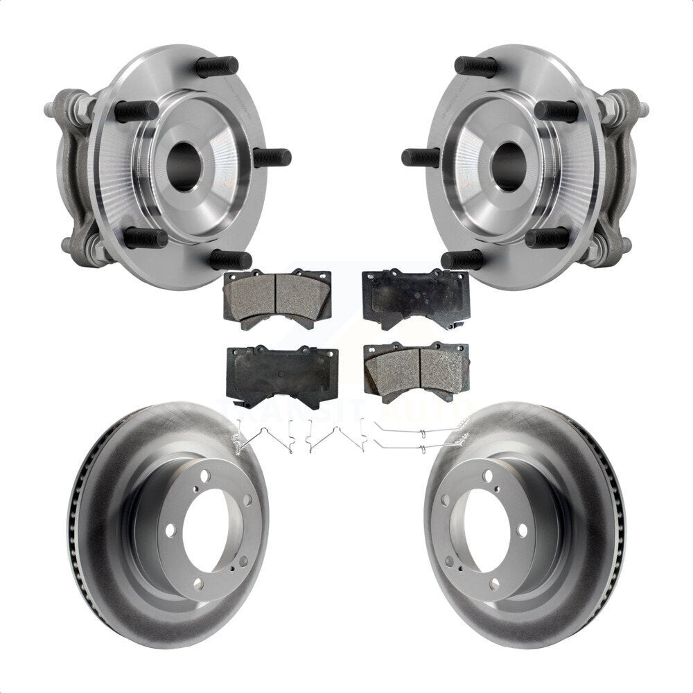 Front Hub Bearing Assembly Coated Disc Brake Rotor Pads Kit For Toyota Tundra Sequoia RWD KBB-131848