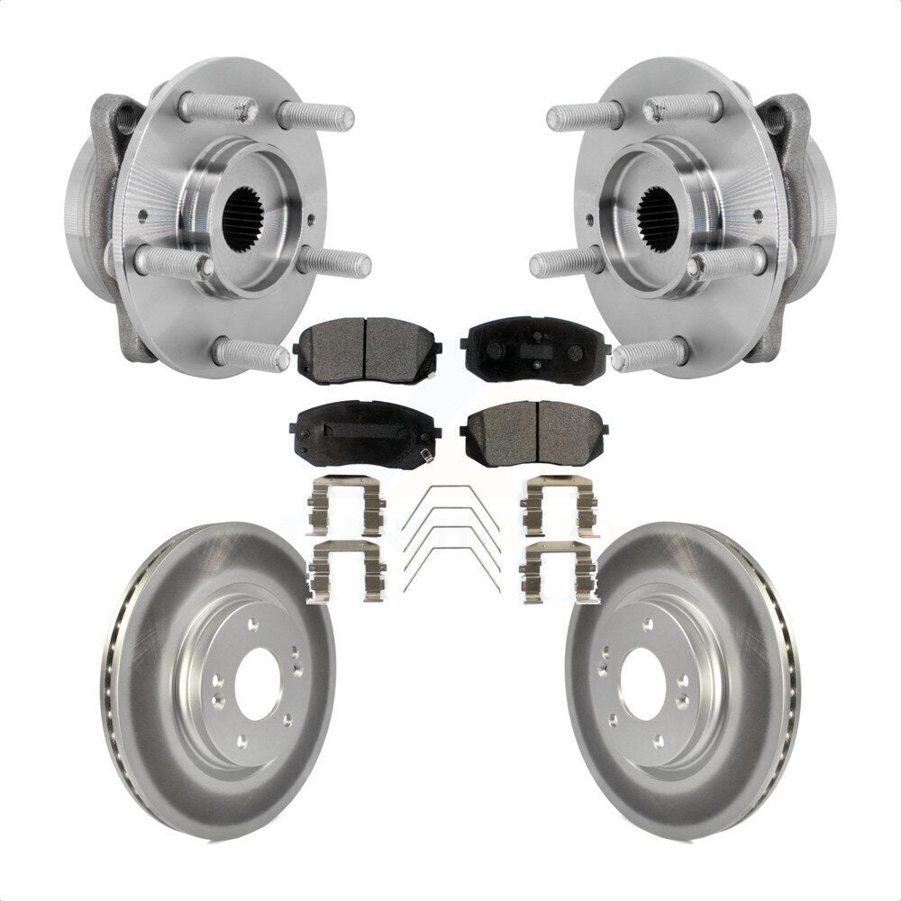 Front Hub Bearing Assembly Coated Disc Brake Rotor & Pads Kit For Hyundai Kona Kia Seltos KBB-131853