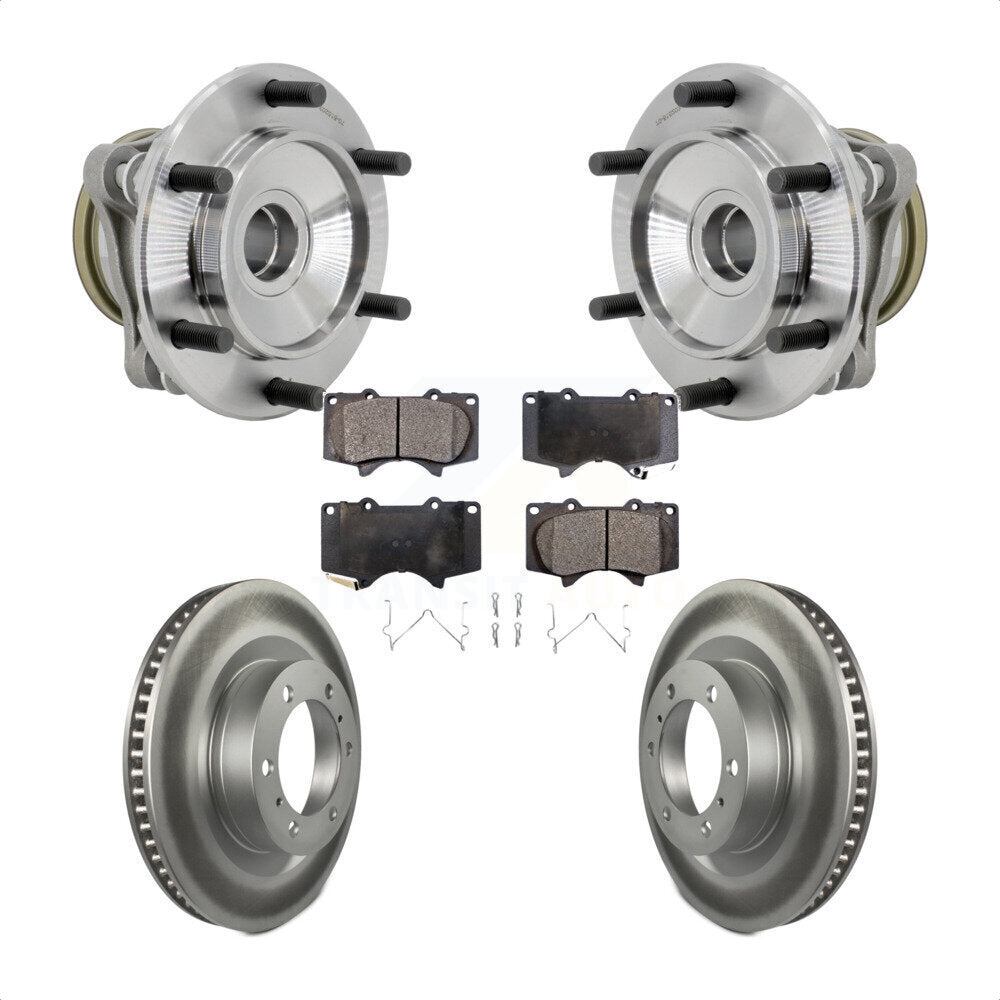 Front Hub Bearing Assembly Coated Brake Rotor & Pads Kit For 2010-2021 Toyota 4Runner RWD KBB-131854