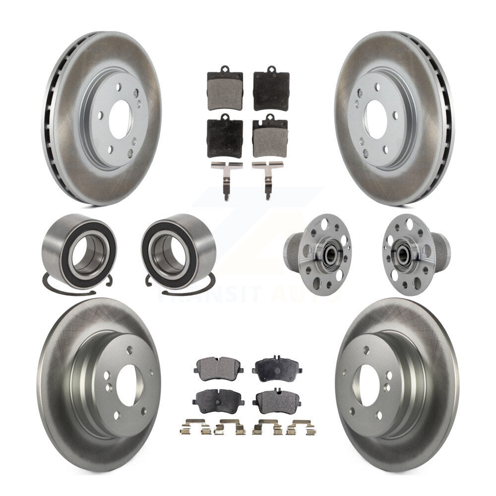 Front Rear Hub Bearing Coated Brake Rotor Pads Shoe Kit (10Pc) For Mercedes-Benz C350 RWD KBB-131861