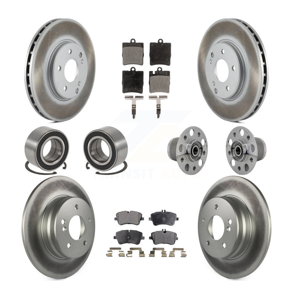 Front Rear Hub Bearing Coated Brake Rotor Pads Shoe Kit (10Pc) For Mercedes-Benz C350 RWD KBB-131861