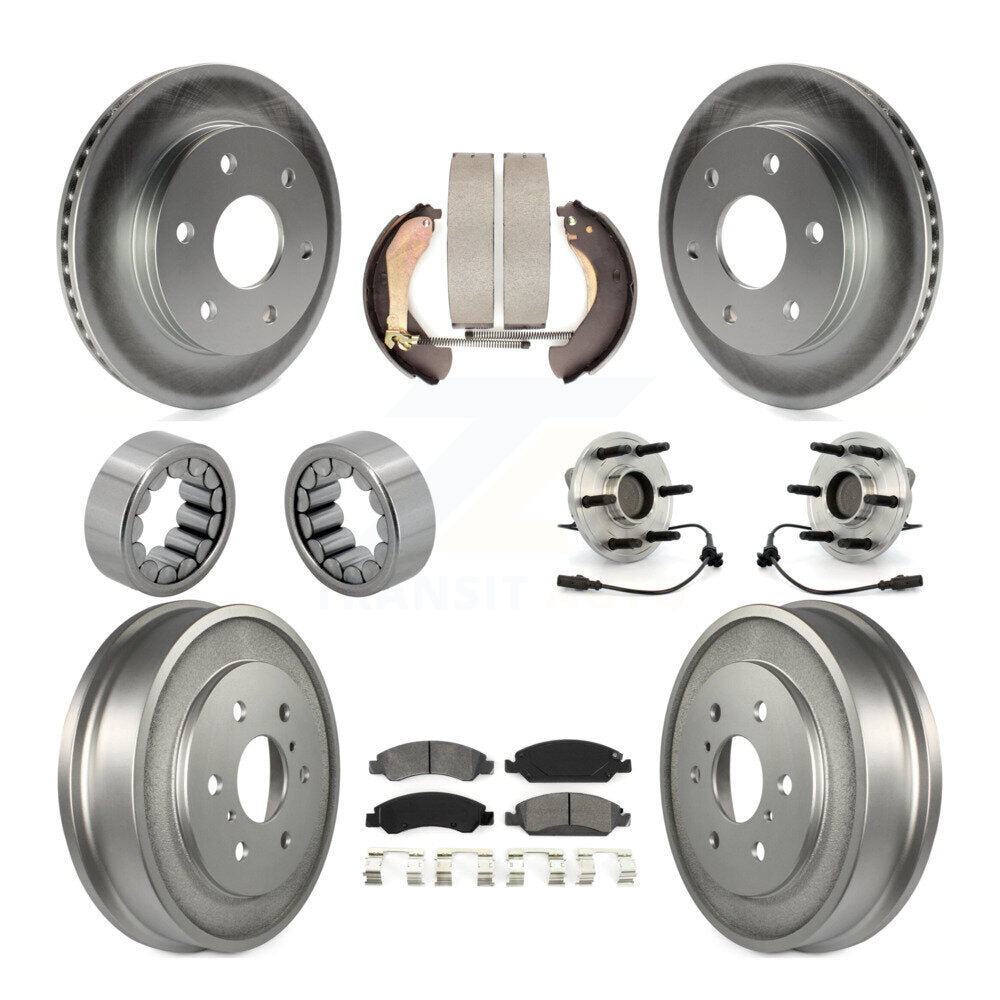 Front Rear Hub Bearing Coated Disc Brake Rotor & Pads Shoe Kit (10Pc) For GMC Sierra 1500 KBB-131865