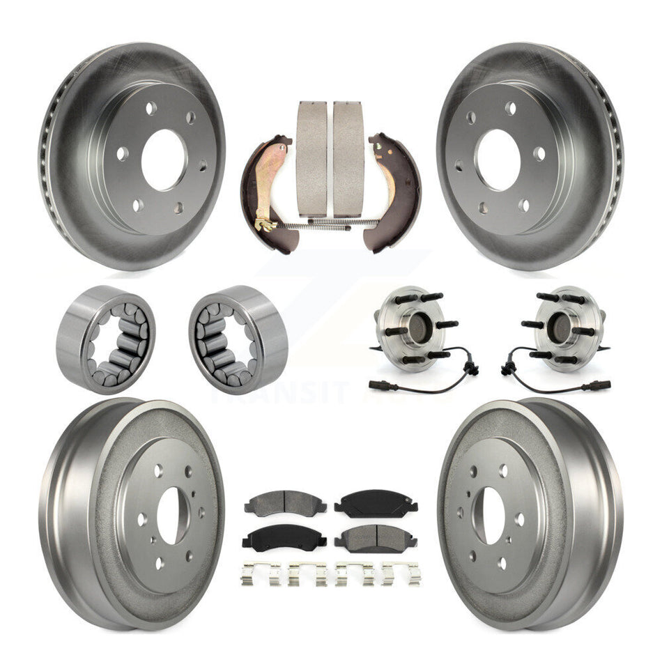 Front Rear Hub Bearing Coated Disc Brake Rotor & Pads Shoe Kit (10Pc) For GMC Sierra 1500 KBB-131865