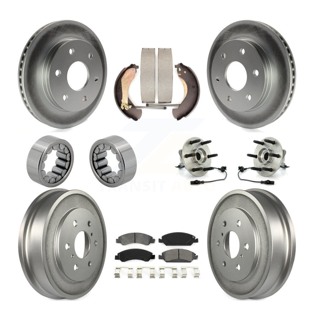Front Rear Hub Bearing Coated Disc Brake Rotor & Pads Shoe Kit (10Pc) For GMC Sierra 1500 KBB-131866