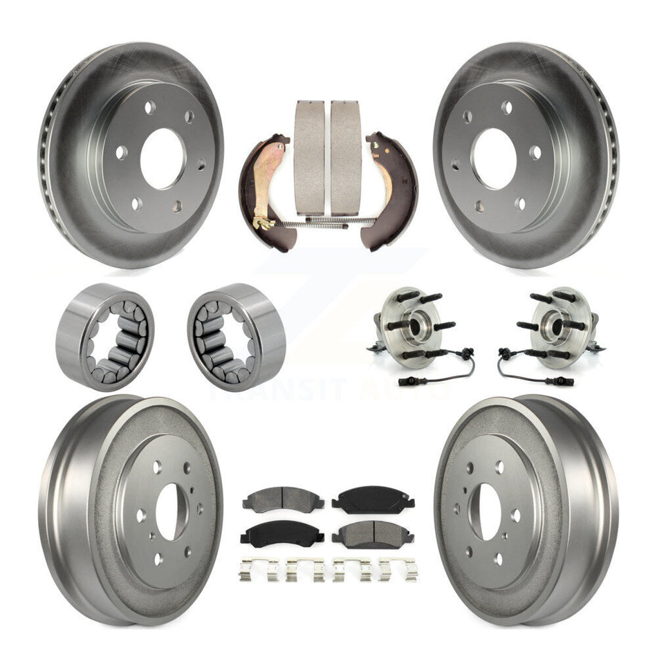 Front Rear Hub Bearing Coated Disc Brake Rotor & Pads Shoe Kit (10Pc) For GMC Sierra 1500 KBB-131866