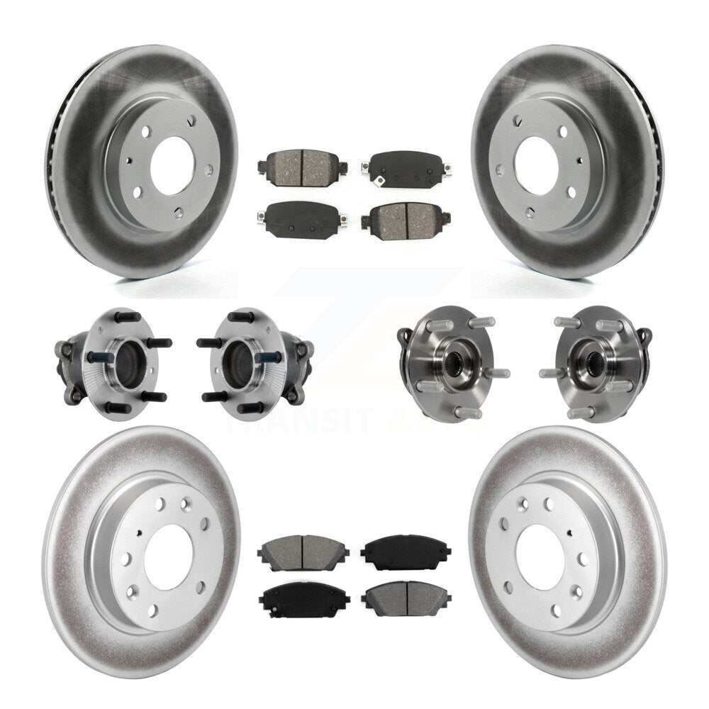 Front Rear Hub Bearing Coated Brake Rotor And Pad Kit (10Pc) For 2019-2021 Mazda CX-3 FWD KBB-131867