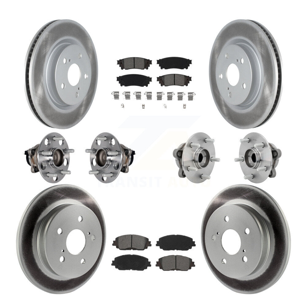 Front Rear Hub Bearings Coated Disc Brake Rotors And Pads Kit (10Pc) For Toyota C-HR KBB-131869