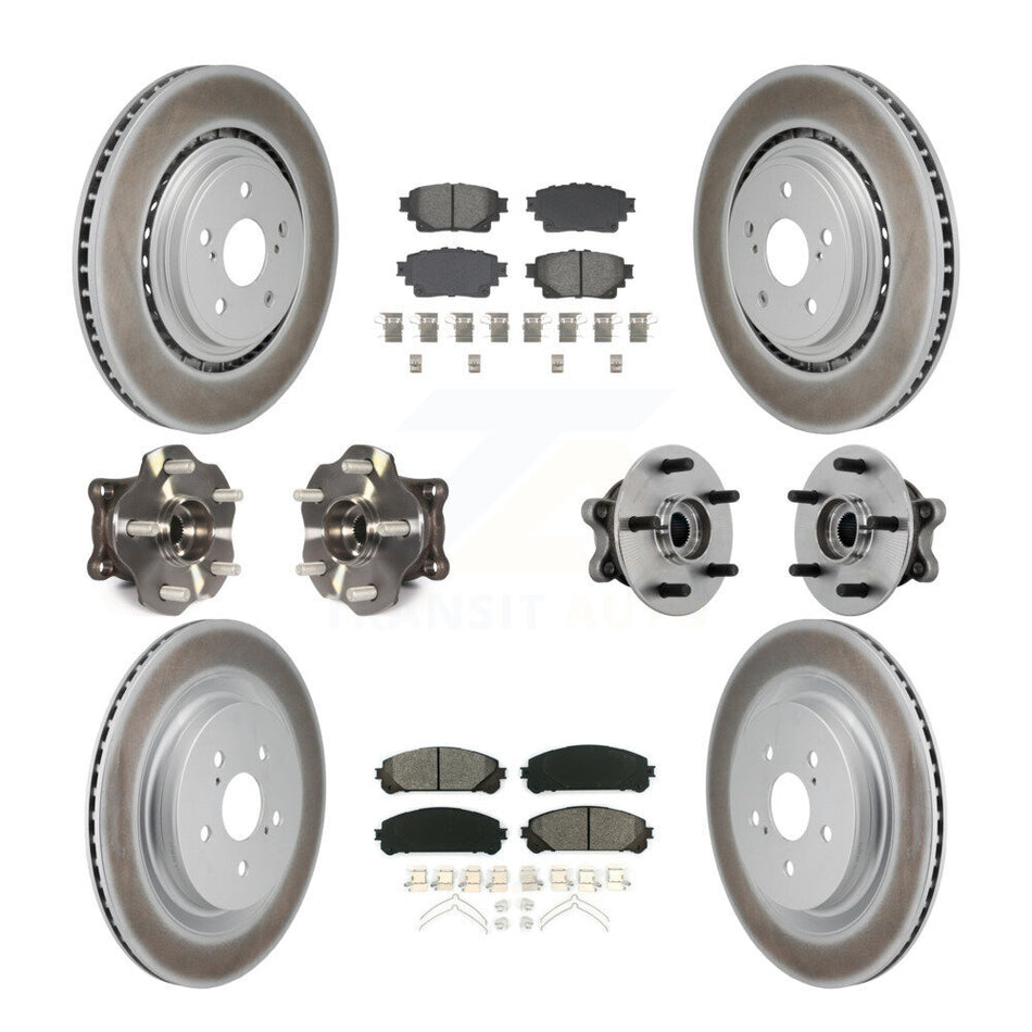 Front Rear Hub Bearing Coated Brake Rotor Pads Kit (10Pc) For 20-22 Toyota Highlander AWD KBB-131870