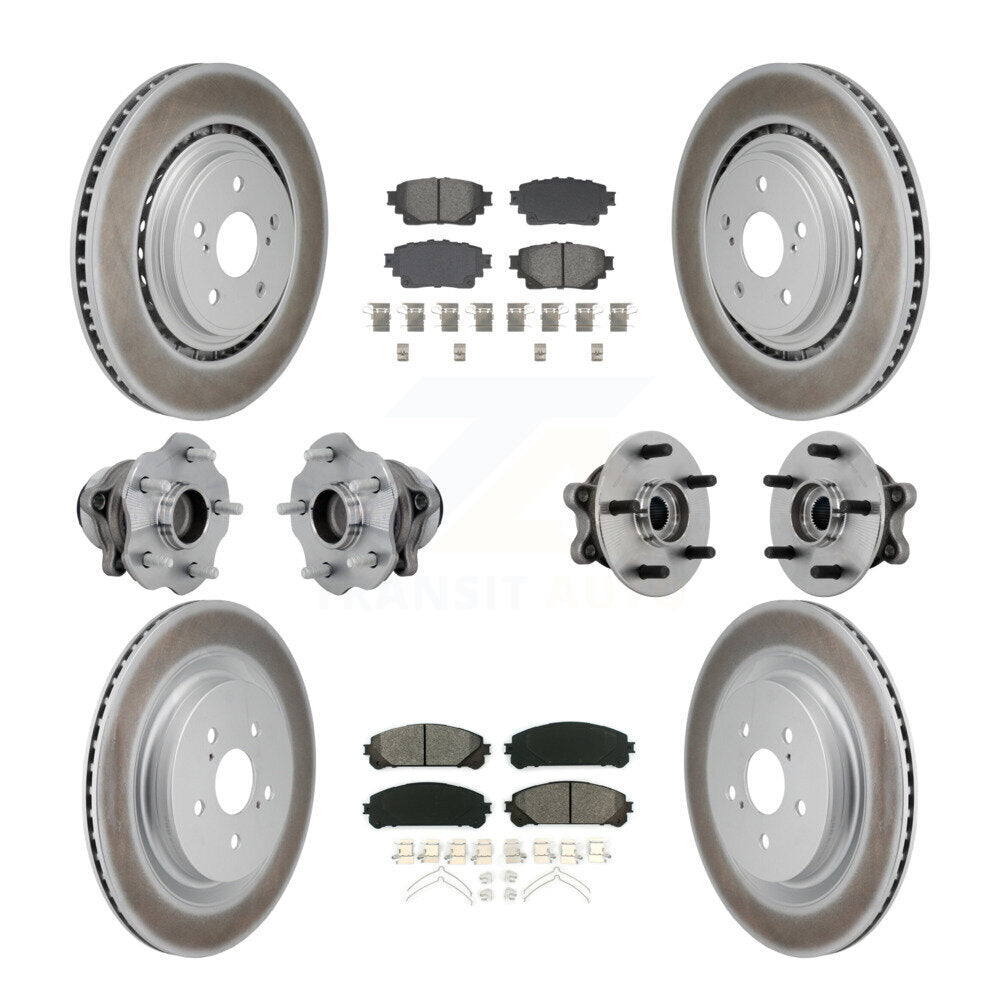 Front Rear Hub Bearing Coated Brake Rotor Pads Kit (10Pc) For 20-22 Toyota Highlander FWD KBB-131871