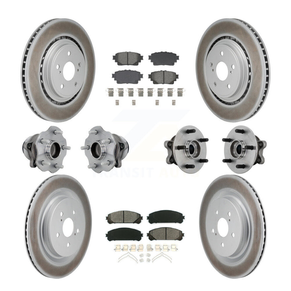 Front Rear Hub Bearing Coated Brake Rotor Pads Kit (10Pc) For 20-22 Toyota Highlander FWD KBB-131871