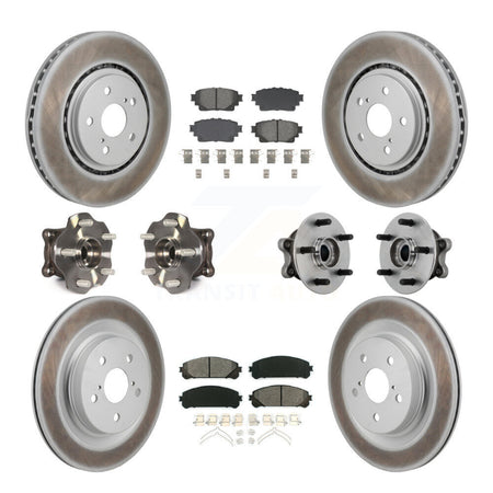 Front Rear Hub Bearing Coated Brake Rotor Pads Kit (10Pc) For 2021-2023 Toyota Sienna AWD KBB-131872