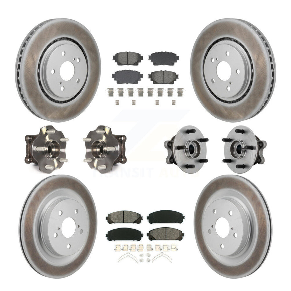Front Rear Hub Bearing Coated Brake Rotor Pads Kit (10Pc) For 2021-2023 Toyota Sienna AWD KBB-131872