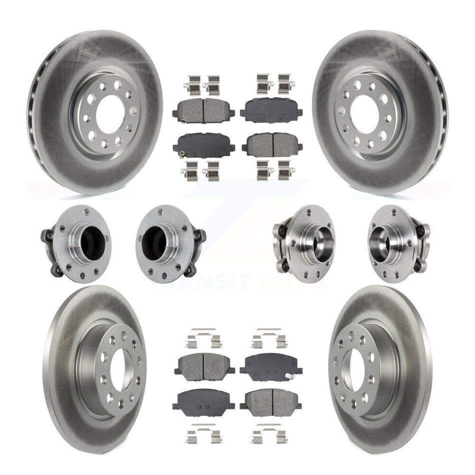 Front Rear Hub Bearings Coated Disc Brake Rotors And Pads Kit (10Pc) For Jeep Compass FWD KBB-131874