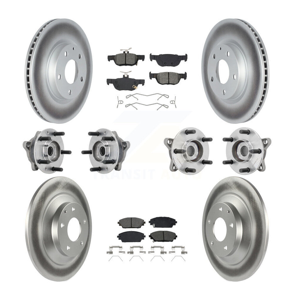 Front Rear Hub Bearing Coated Brake Rotor & Pads Kit (10Pc) For 2020-2022 Mazda CX-30 AWD KBB-131876