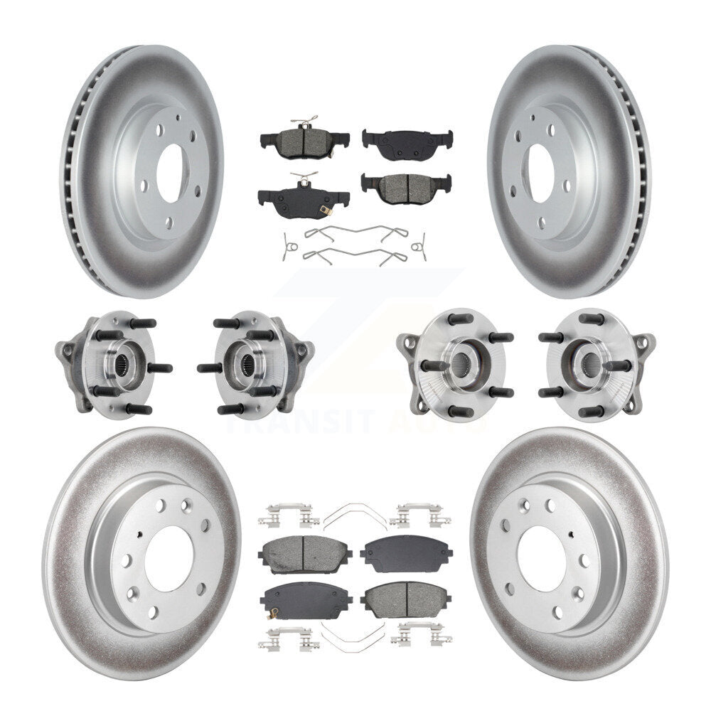 Front Rear Hub Bearing Coated Disc Brake Rotor & Pad Kit (10Pc) For 2021-2022 Mazda 3 AWD KBB-131877