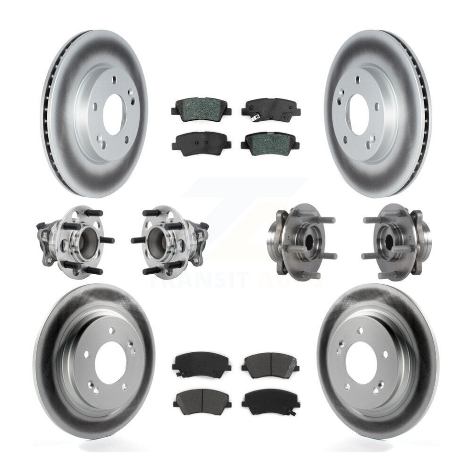 Front Rear Hub Bearings Coated Disc Brake Rotors And Pads Kit (10Pc) For Hyundai Ioniq KBB-131878