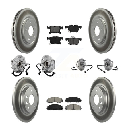 Front Rear Hub Bearing Coated Brake Rotor & Pads Kit (10Pc) For Chrysler Pacifica Voyager KBB-131879