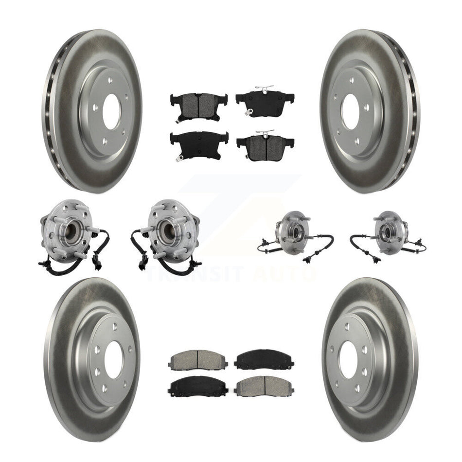 Front Rear Hub Bearing Coated Brake Rotor & Pads Kit (10Pc) For Chrysler Pacifica Voyager KBB-131879